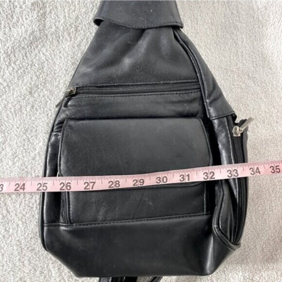 Vintage 90s Black Faux Leather Convertible Shoulder Bag  Backpack - Picture 14 of 16